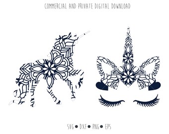 Download Unicorn mandala dxf | Etsy