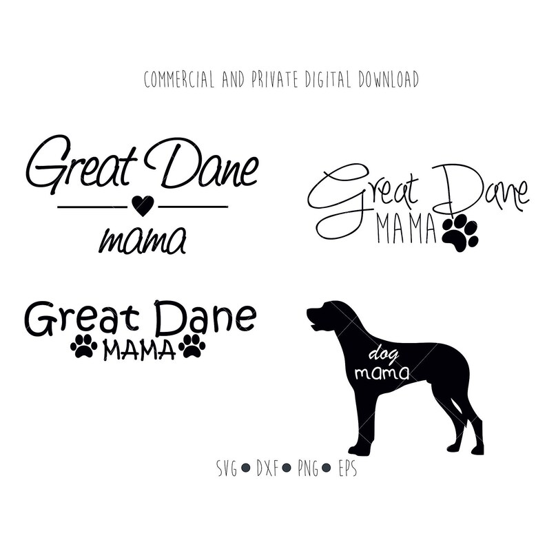 Download Great Dane mama digital file Dog mama paw Clipart vector ...