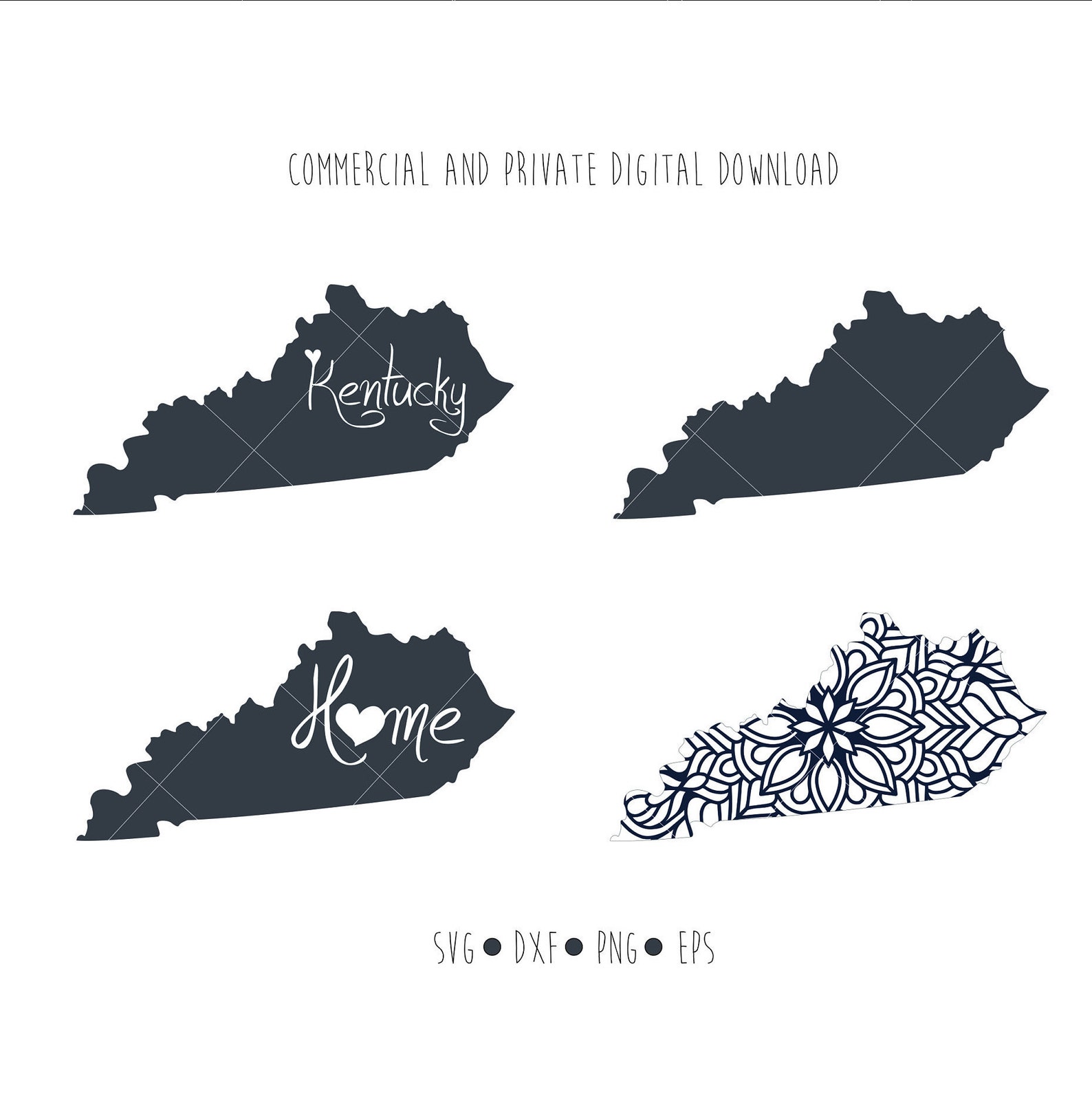 Kentucky Outline Vector Clipart Kentucky State Digital | Etsy