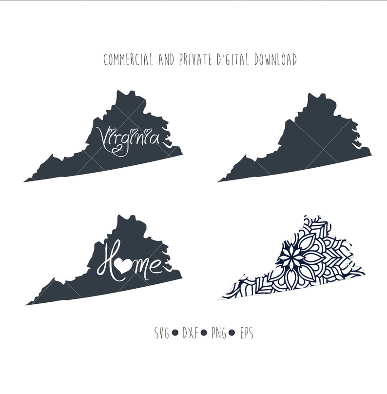 Virginia Outline Vector Clipart Virginia State Digital Etsy