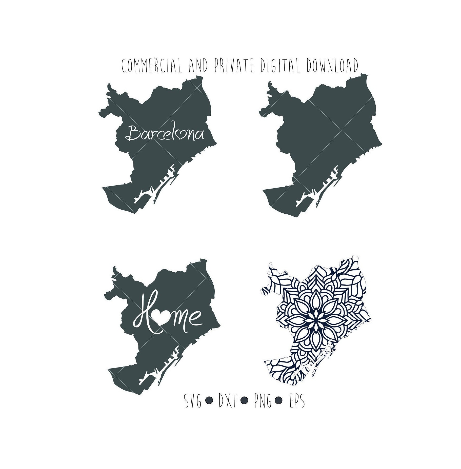 Barcelona Download Digital Files Europe City Digital Clipart Etsy