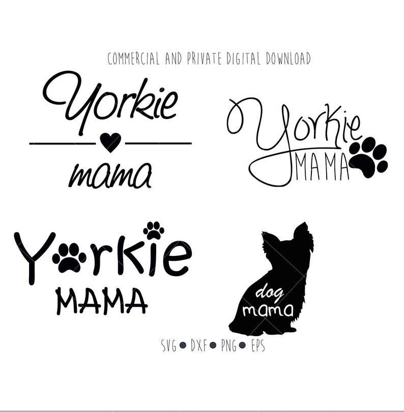 Download Yorkie mama digital file Dog mama paw Clipart vector | Etsy