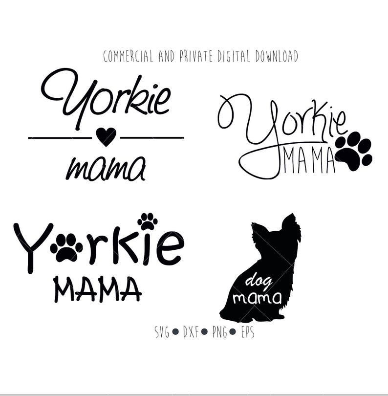 Download Yorkie mama digital file Dog mama paw Clipart vector | Etsy