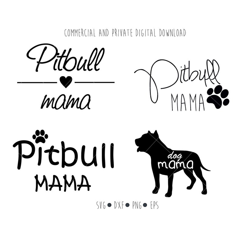 Download Pitbull mama digital file Dog mama clipart vector outline ...