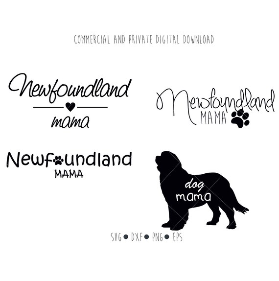 Download Newfoundland Mama Digital File Clipart Vector Outline Dog Etsy PSD Mockup Templates