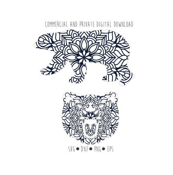 Bear Mandala Digital File Animals Clipart Vector Outline Etsy