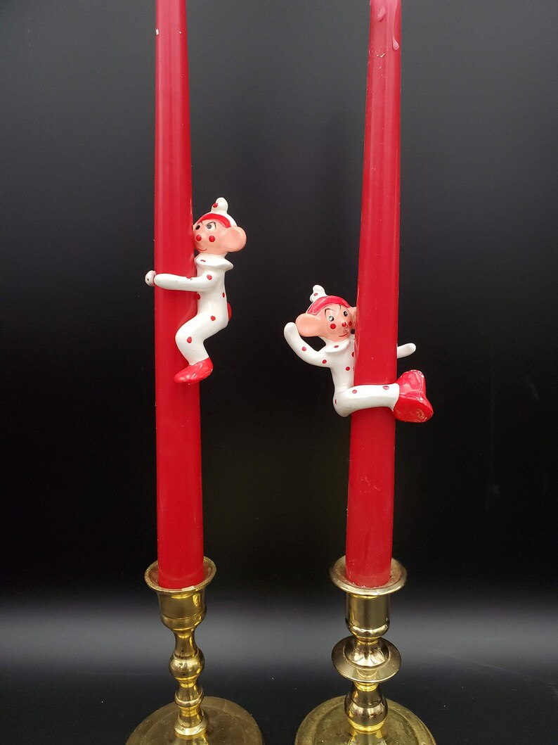 Vintage Ceramic Elf Candle Huggers Vintage Christmas Candle Etsy