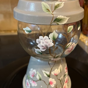 Clay pot candy jar, Hand painted candy jar, Painted candy jar, Glass candy jar, Custom made candy jar, Candy jar, Night light