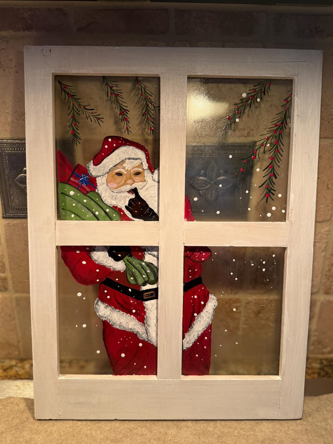 Real Santa Window Window Pane, Santa Looking in Window, Christmas Window Scene, Window ...