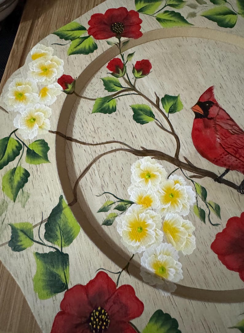 Hand Painted Cardinal Plate Charger, Decorative Table Accent - Etsy