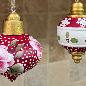 Ornaments, Christmas tree ornaments, Painted wood ornaments, Tree ornaments, Painted ornaments, Red ornaments