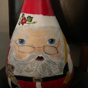 Gourd, Painted gourd, Santa gourd, Christmas gourd, Hand painted gourd, Painted gourd, Decorative gourd, Gourd art