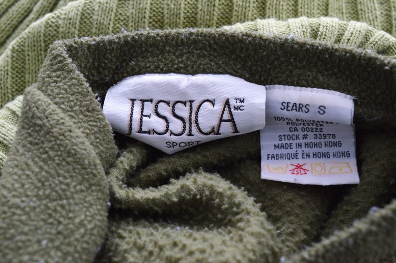 Vintage Casual Olive Green Drawstring Sweater Size Medium