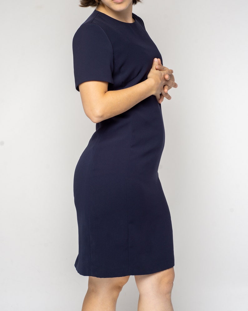 Vintage Navy Blue Sheath Dress Size Small to Medium
