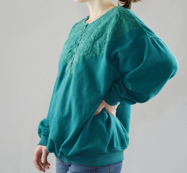 Vintage Green Oversized Cotton Sweater Size XL