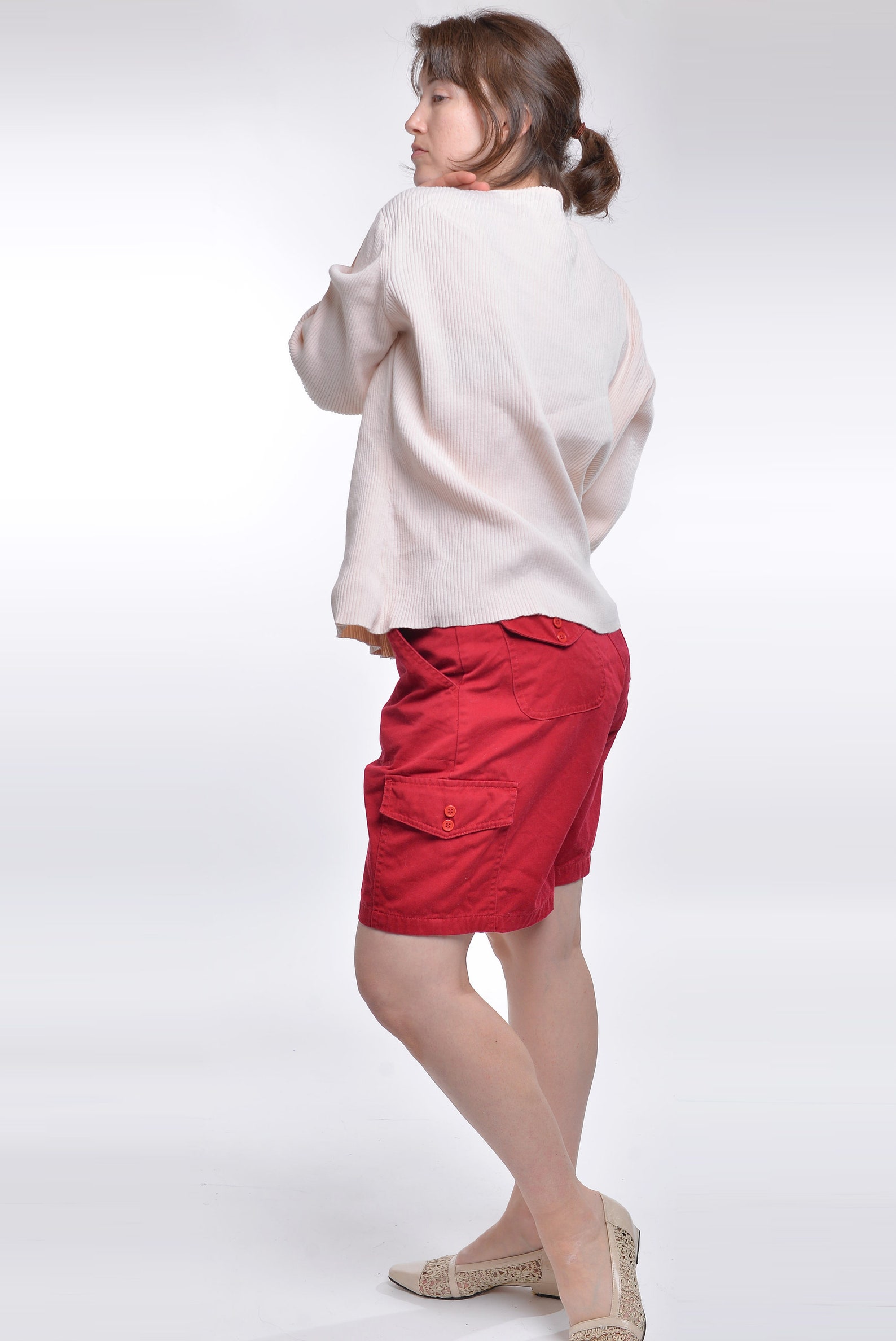 Vintage Red Cotton Cargo Bermuda Shorts Size Large | Etsy