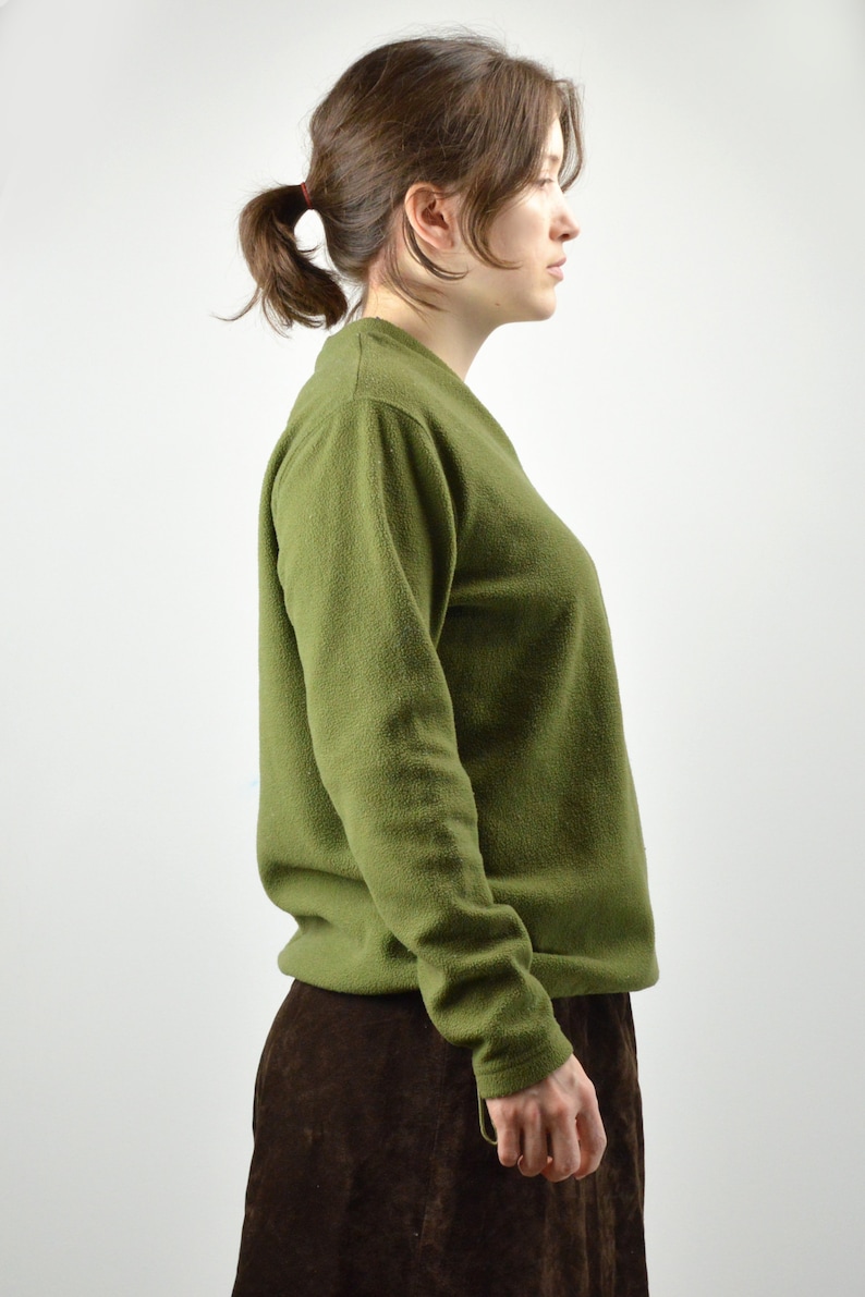 Vintage Casual Olive Green Drawstring Sweater Size Medium