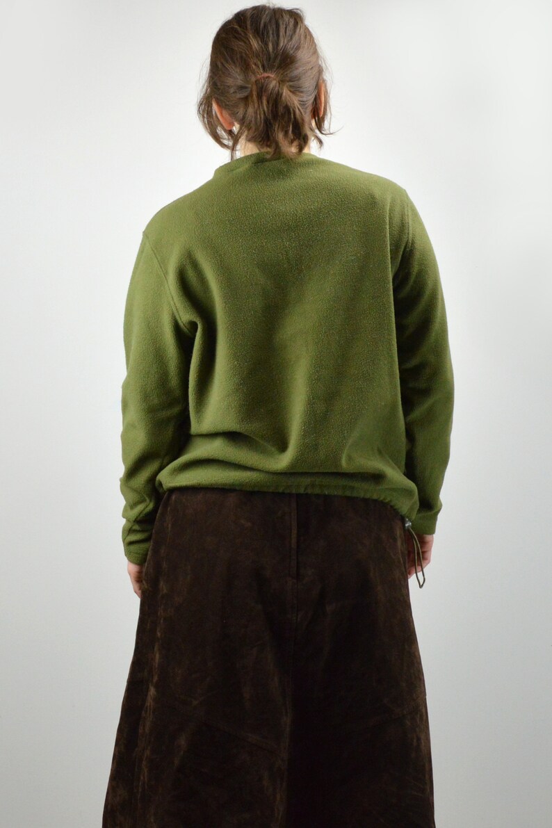 Vintage Casual Olive Green Drawstring Sweater Size Medium