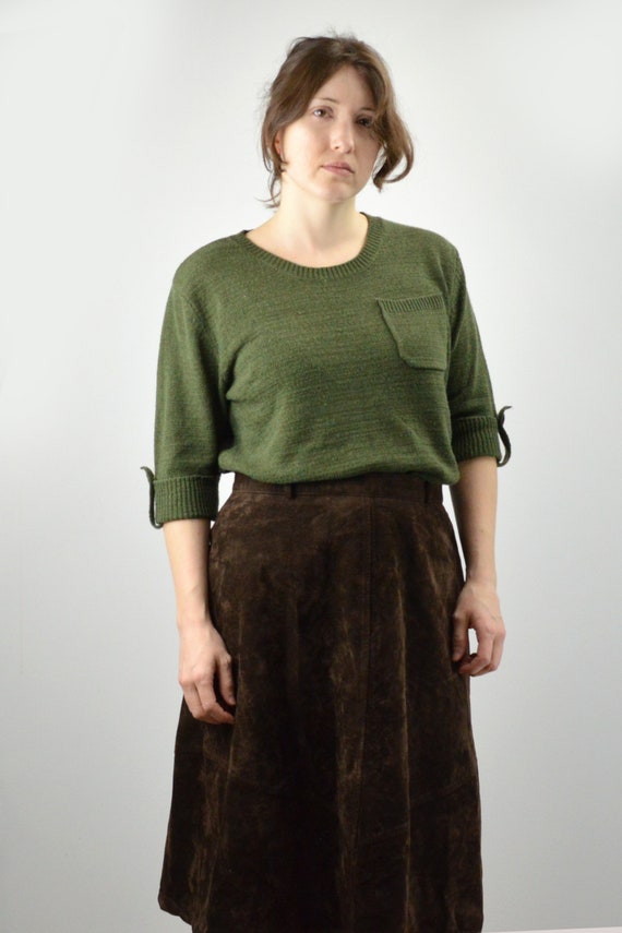 Vintage Forest Green Knit Blouse Size Medium / For