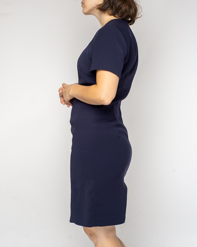 Vintage Navy Blue Sheath Dress Size Small to Medium