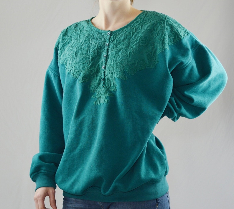 Vintage Green Oversized Cotton Sweater Size XL