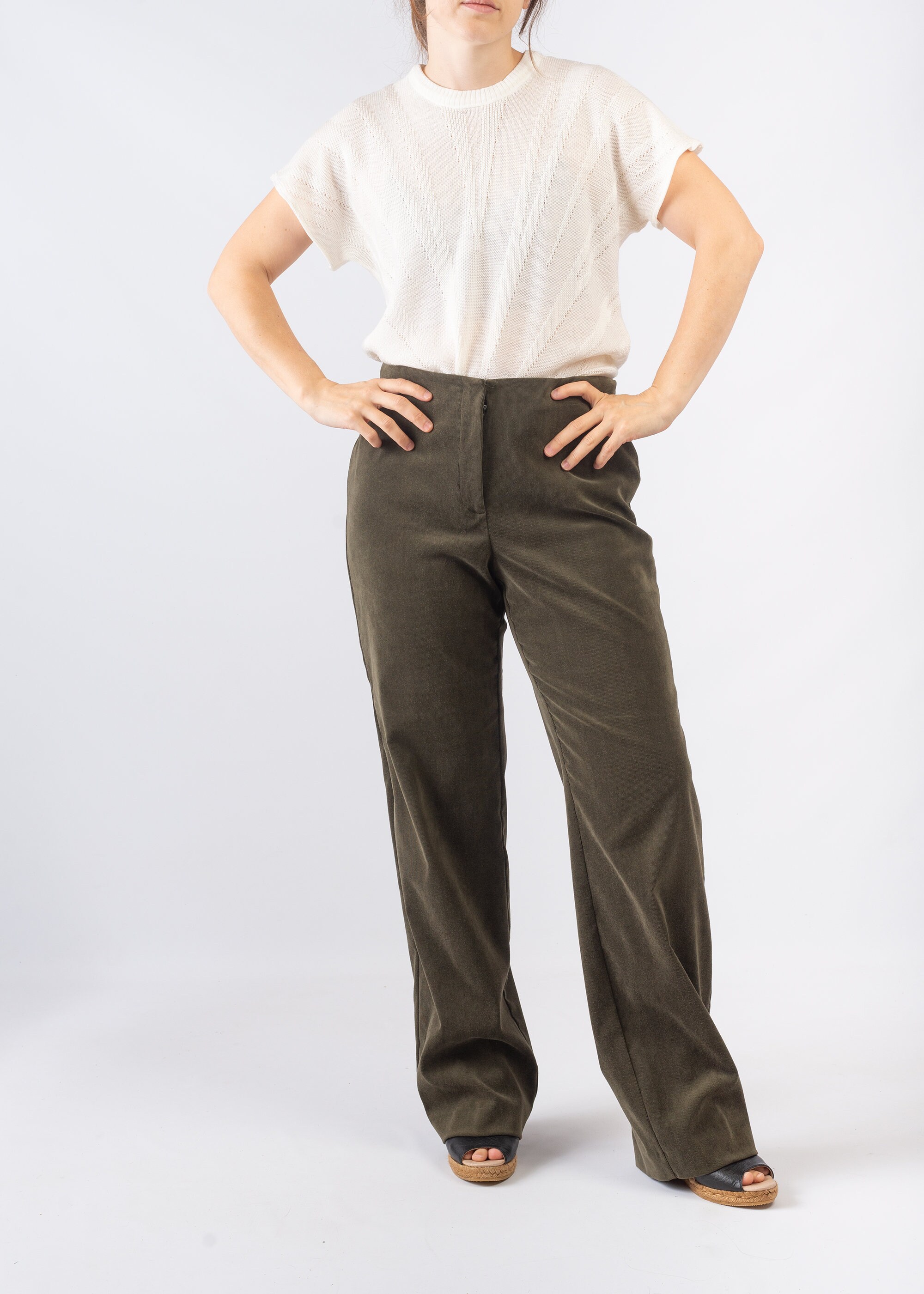 Womens Vintage Olive Green Corduroy Pants Size Medium Etsy