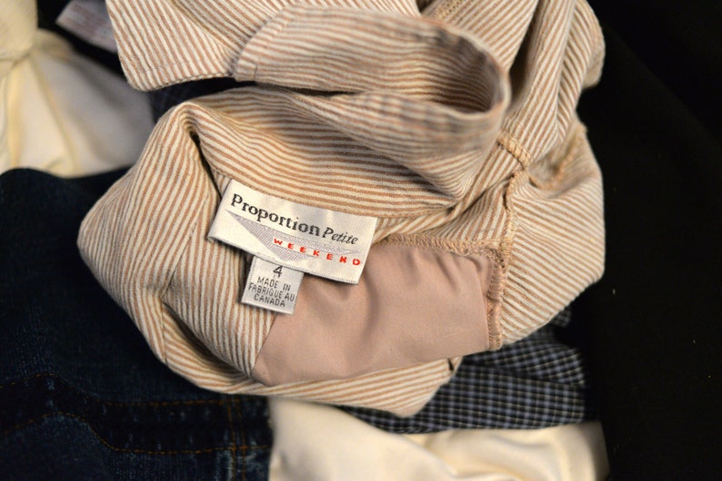 Vintage Striped Beige Cotton Button Down Shirt Size Small