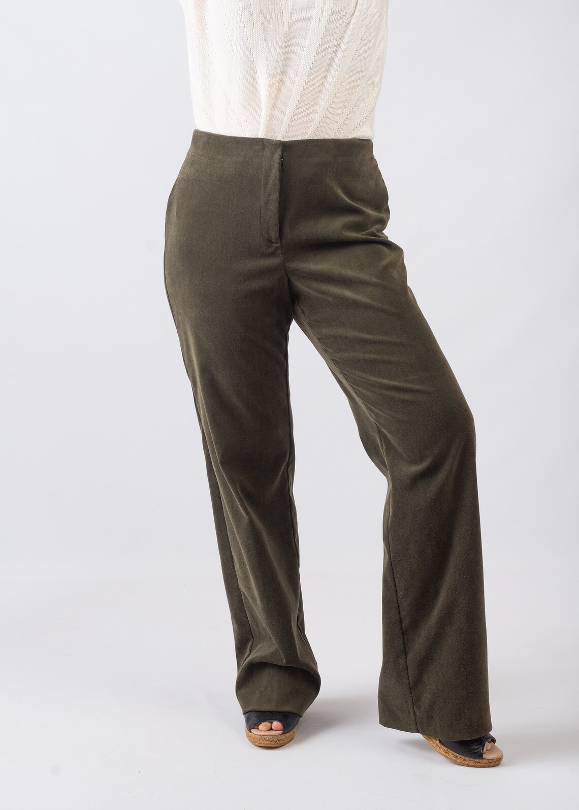 Womens Vintage Olive Green Corduroy Pants Size Medium Etsy