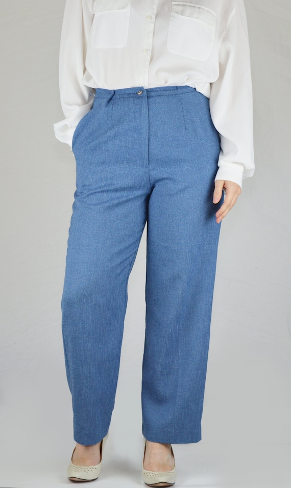 Vintage Blue Tapered Chambray Dress Pants Size XS