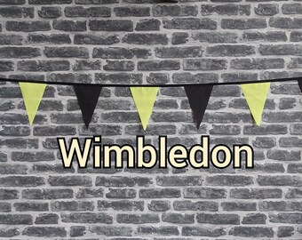 10ft Handmade Football Team Colours Fabric Bunting - AFC Wimbledon - Single Ply - Pinked Edges - Black & Yellow Flags - Black Bias Tape