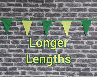 Various Lengths Handmade Fabric Bunting Football Cricket Country Wedding Party Decoration- Green & Yellow Flags