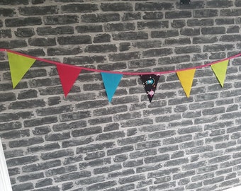 SALE 18ft Handmade Ready Made Bunting - Single Ply  - Easter Rabbit Bunny Rabbits Bunnies - Black Lime Blue Yellow Pink (SKU 022)