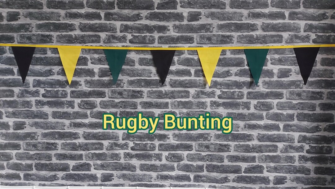 Hand Made Rugby 10ft - 50ft Handmade Rugby Team Colours Fabric - Green, Yellow & Black ...