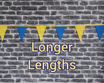 Various Lengths Handmade Fabric Bunting Football Cricket Country Wedding Party Decoration- Blue & Yellow Flags