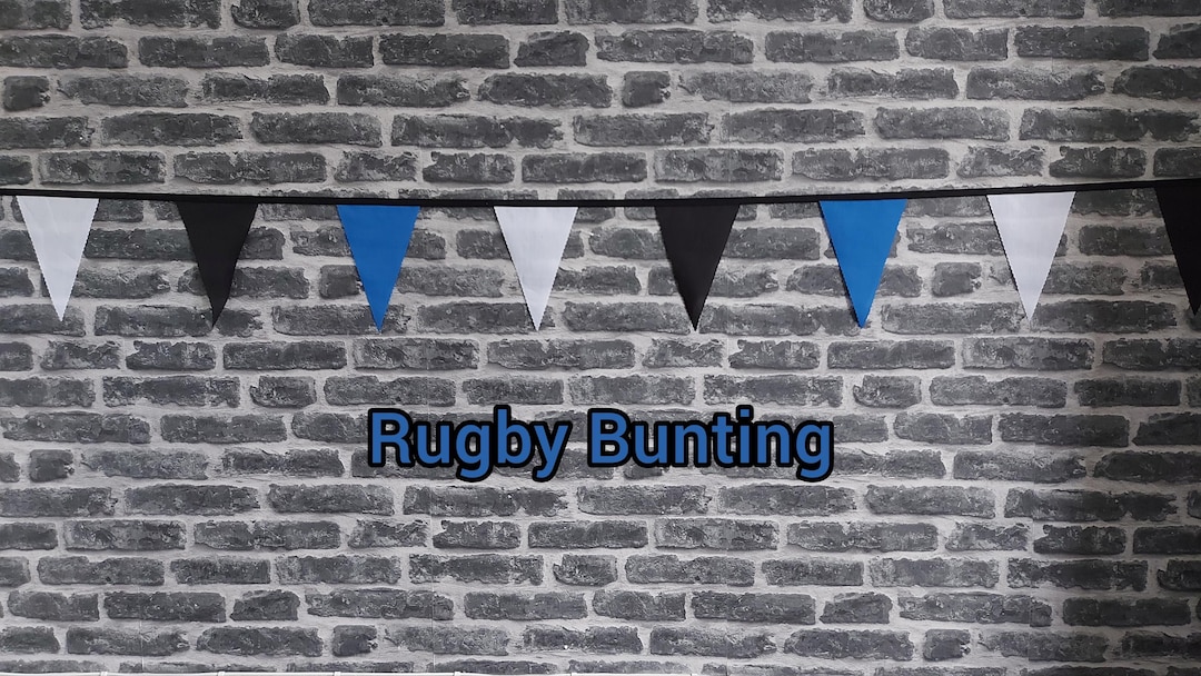 Hand Made Rugby 10ft - 50ft Handmade Rugby Team Colours Fabric - Blue, Black & White ...