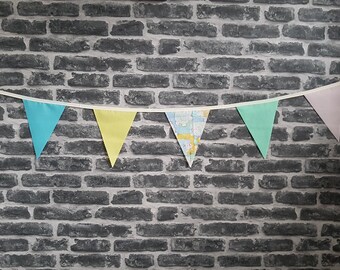 SALE 12ft Handmade Ready Made Bunting - Single Ply  - Baby Nursery Play Room Boy Girl Gender Neutral - Pink Blue Green Yellow Cream