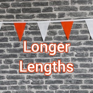 Various Lengths Handmade Fabric Bunting Football Cricket Country Wedding Party Decoration- Orange & White Flags