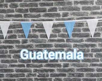 10ft Handmade Fabric Bunting Football Sports Coutry Decoration - Guatemala - Single Ply - Pinked Edges - Blue & White Flags