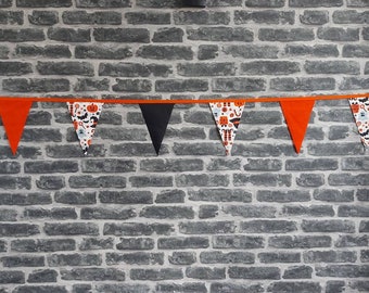 SALE 10ft HANDMADE Fabric Halloween Bunting - Single Ply - Spooky Scary Creepy Witches Pumpkin Bats - Party Garden Home Decoration