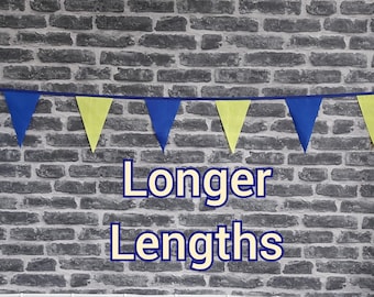 Various Lengths Handmade Fabric Bunting Football Cricket Country Wedding Party Decoration- Blue & Yellow Flags