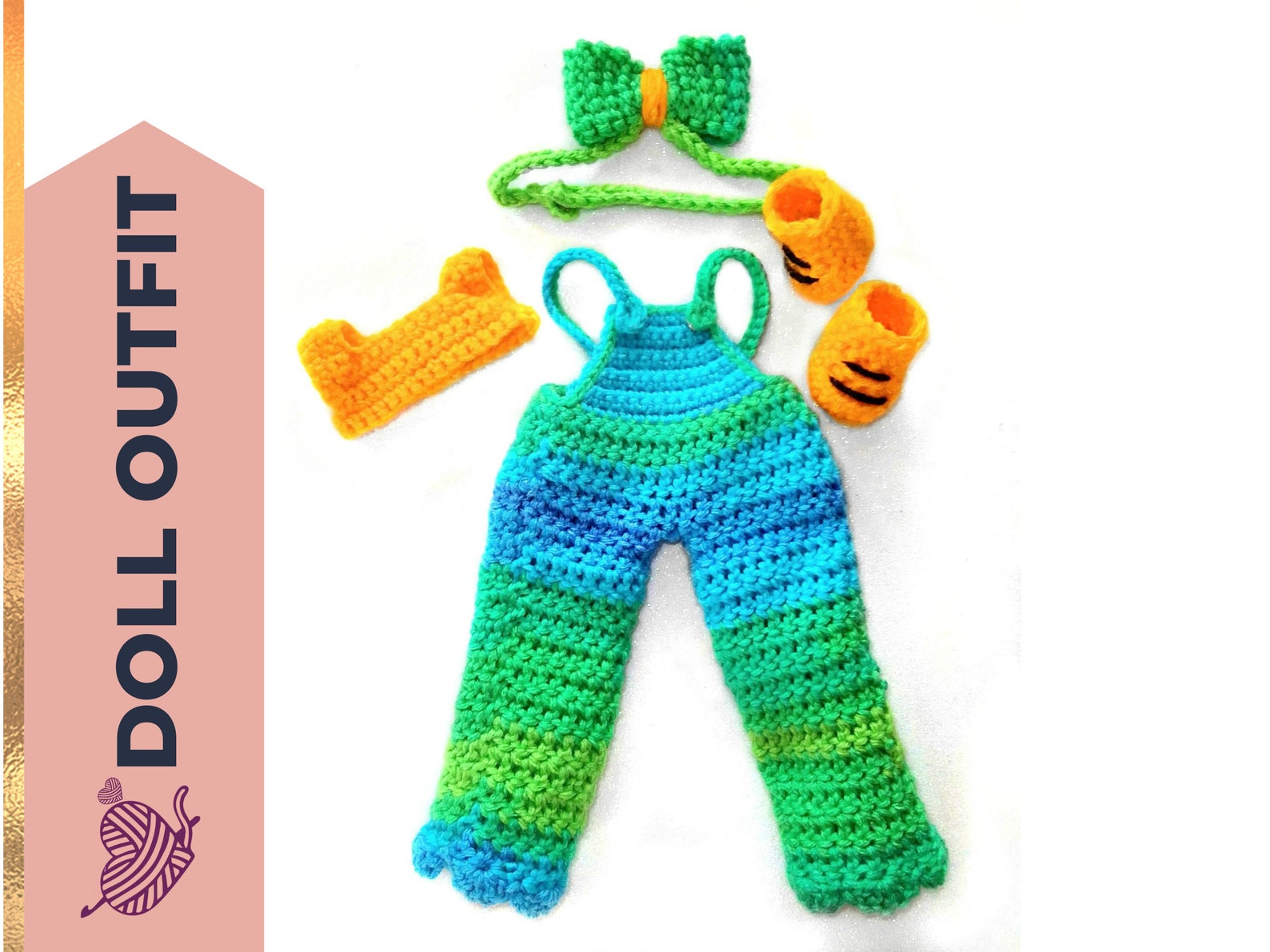 Crochet doll jumpsuit outfit for 17 doll. Overalls and Etsy