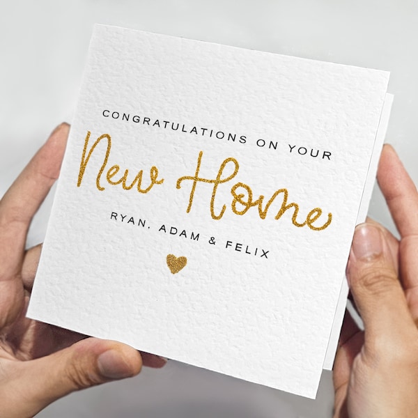 Personalised New Home Card • Sparkly Gold New Home Card • Moving House Card • New Home Owner Card • New House Card