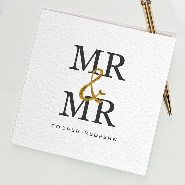 Personalised Gay Wedding Day Card • Gay Wedding Card • Card for Gay Wedding • Mr & Mr Gay Wedding Card • Mr and Mr Glitter Wedding Card