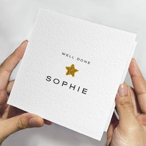 Carte personnalisée Bravo • Carte bien réalisée à paillettes • Carte de voeux bien réalisée • Carte de célébration • Carte bien réalisée à paillettes dorées • Carte dorée