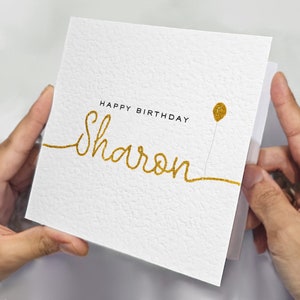 Tarjeta de cumpleaños con nombre personalizado • Tarjeta de cumpleaños brillante • Tarjeta de cumpleaños especial para un amigo • Tarjeta de cumpleaños con purpurina • Tarjeta de cumpleaños perfecta