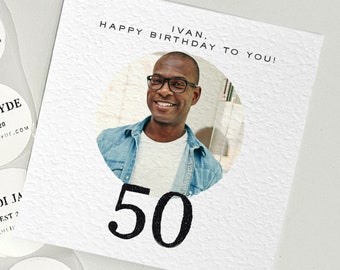 50th Birthday Card • Personalised 50th Birthday Card • Photo 50th Card • 50 Birthday Card • Glitter Age Card • Special 50 Birthday Card