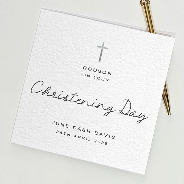 Christening Card For Godson • Personalised Christening Card For Godson • Godson Christening Card • Christening Gift For Godson Baptism