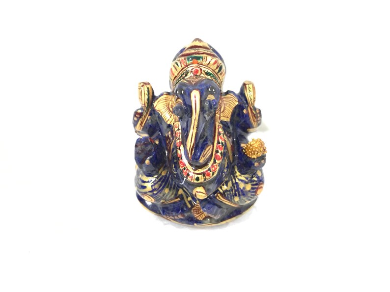 Hand carved Lapis lazuli ganesha