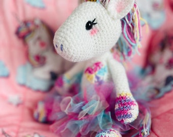 Lavender Sleepytime Unicorn Plush with Tutu - Customizable - Handmade