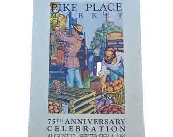 Seattle Pike Place Market Annual Fair Poster 1982 75th Celebration Lithograph